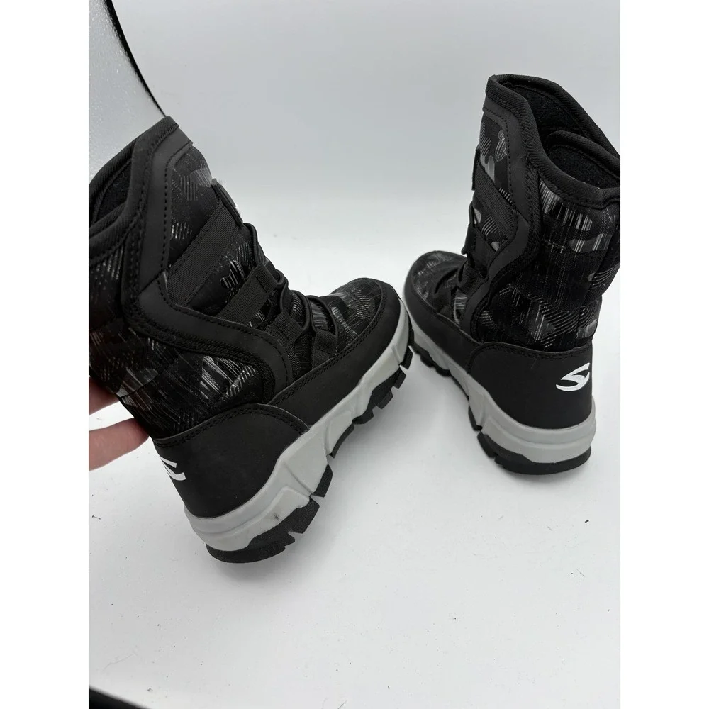 HOBIBEAR Boots Kids Size 10 Black Snow Winter Faux Fur Mid‎ Calf Hook & Loop